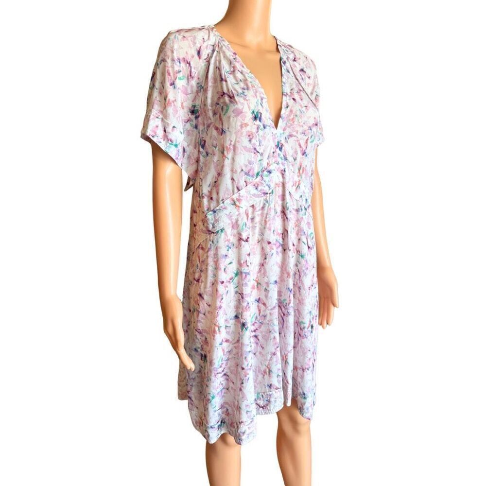 IRO Bago Dress 36 US 4 Small Abstract Print Pink Purple Sheer Mini Shift Revolve - Picture 6 of 9